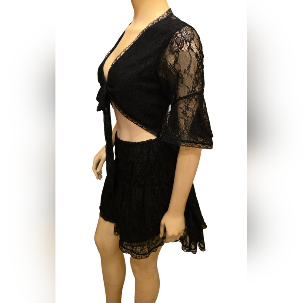 Free People Lala Lace Mini Dress Black Size Medium NWT - Picture 8 of 13